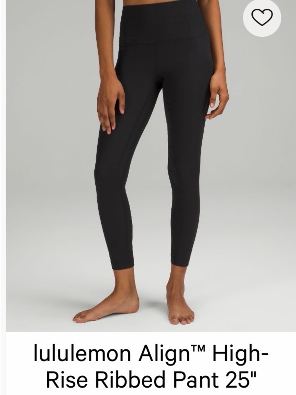 lululemon athletica Black Ribbed High-Rise Leggings - 25”